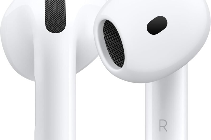 Apple AirPods 4 Wireless Earbuds, Bluetooth Headphones, Personalized Spatial Audio, Sweat and Water Resistant, USB-C Charging Case, H2 Chip, Up to 30 Hours of Battery Life, Effortless Setup for iPhone